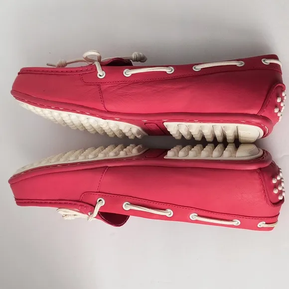 Cole Haan Pink Moccasin Shoes with Lace Detailing