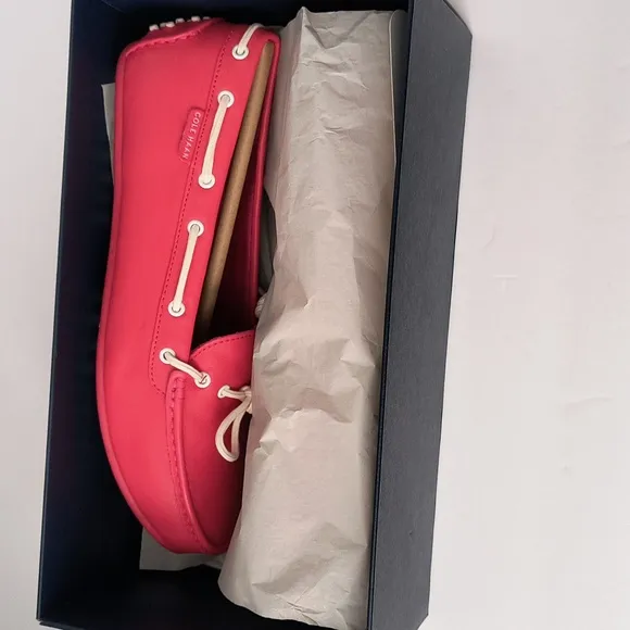 Cole Haan Pink Moccasin Shoes with Lace Detailing