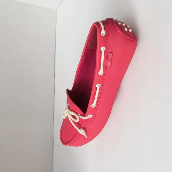 Cole Haan Pink Moccasin Shoes with Lace Detailing