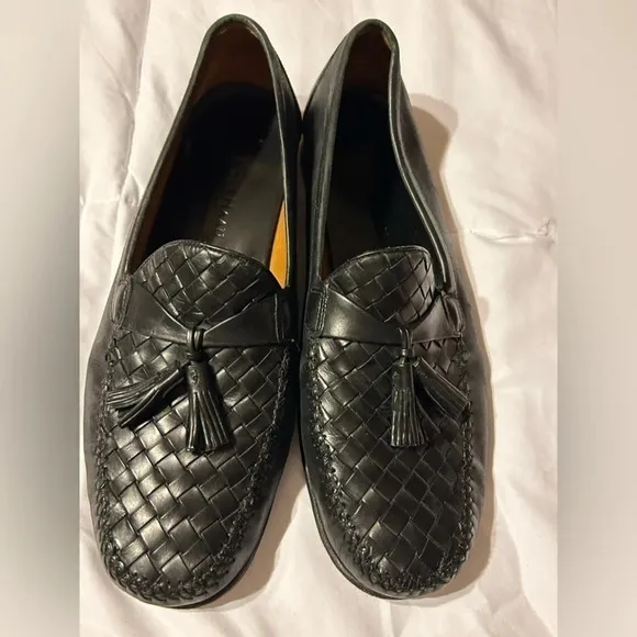 COLE HAAN RESORT MEN'S 12 D TASSEL LOAFER SHOES BLACK LEATHER