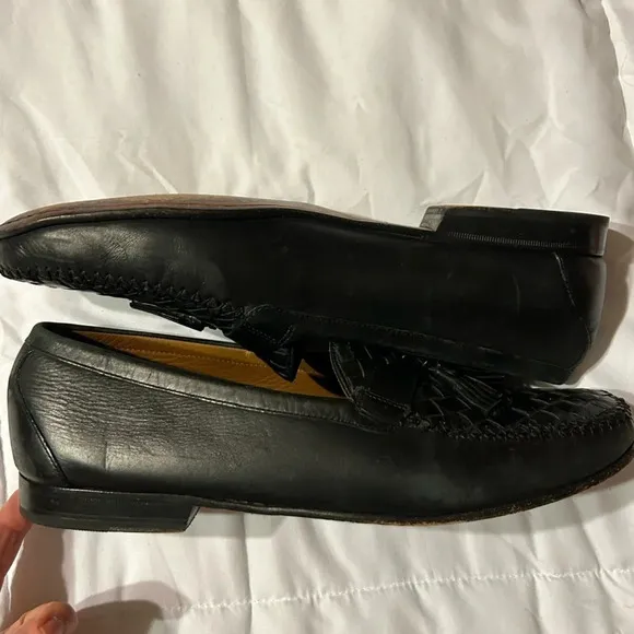 COLE HAAN RESORT MEN'S 12 D TASSEL LOAFER SHOES BLACK LEATHER