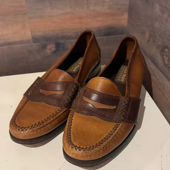 Cole Haan Shoes Mens 10.5M Brown Leather Driving Moccasins Penny Loafers Slip On