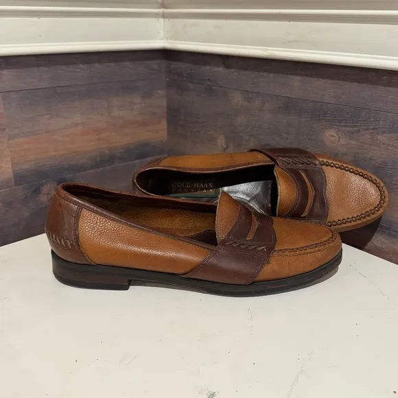 Cole Haan Shoes Mens 10.5M Brown Leather Driving Moccasins Penny Loafers Slip On