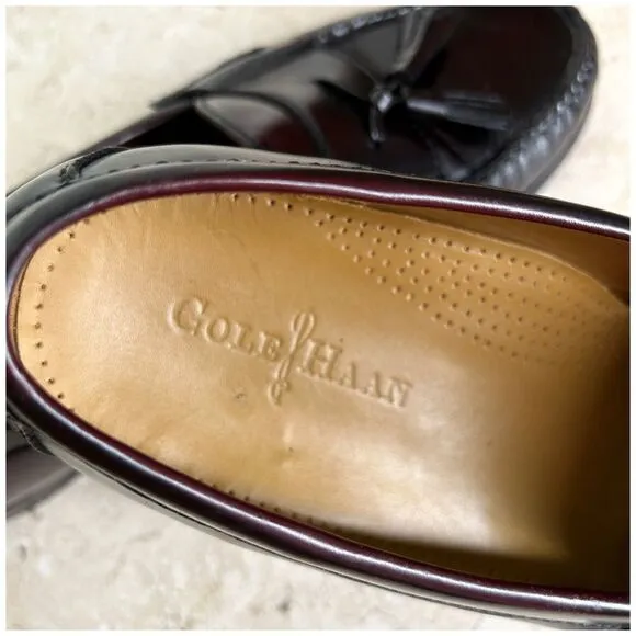 Cole Haan Shoes Mens 11 Cordovan Brown Leather Loafers Tassel Handstitched NICE!
