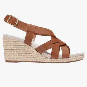 Cole Haan Women Crystal Leather Wedges Sandals Brown Sz 8 Narrow Casual Summer