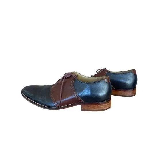 Cole Haan Womens Brown And Blue Colorblock Leather Oxford Dress Shoes Size 11