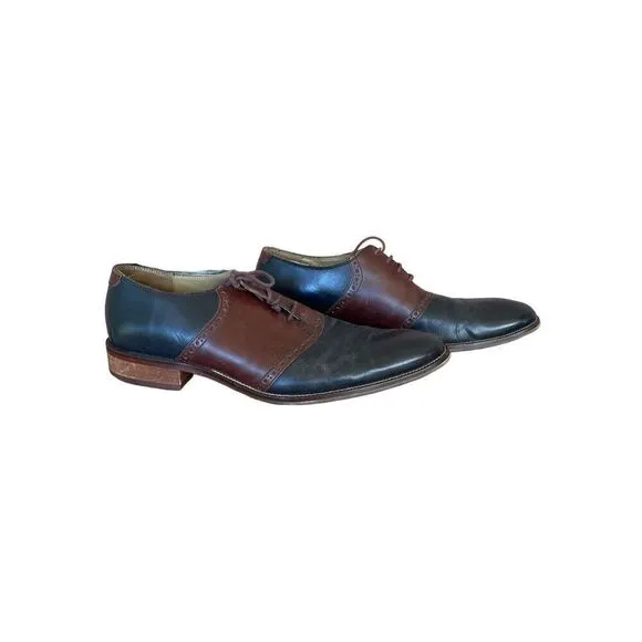 Cole Haan Womens Brown And Blue Colorblock Leather Oxford Dress Shoes Size 11