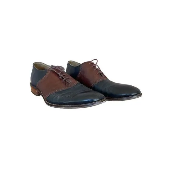 Cole Haan Womens Brown And Blue Colorblock Leather Oxford Dress Shoes Size 11