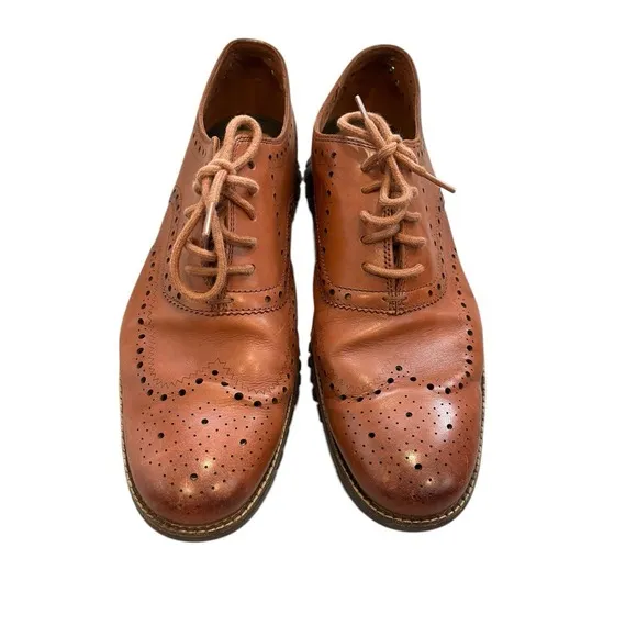 Cole‎ Haan ZeroGrand Brown Leather Wingtip Oxford Lace Up Shoes , Size 11.5W
