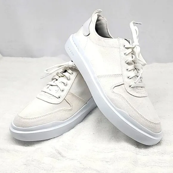 🔥COLE HAAN🔥GRANDPRO RALLY  WHITE CANVAS COURT SNEAKERS LADIES 8 NWOB🔥NICE🔥