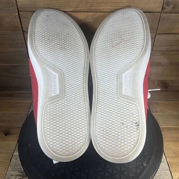 Cole Haan Mens Size 9.5 Grandpro Rally Canvas Court Sneaker Red Lace Up Shoes