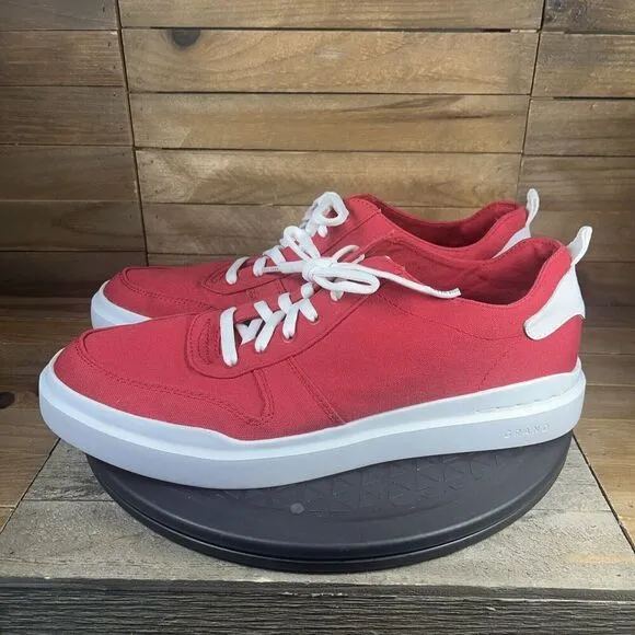Cole Haan Mens Size 9.5 Grandpro Rally Canvas Court Sneaker Red Lace Up Shoes