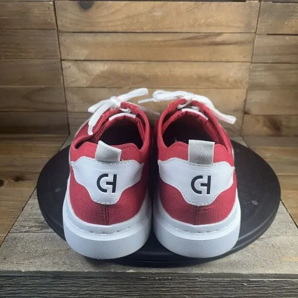 Cole Haan Mens Size 9.5 Grandpro Rally Canvas Court Sneaker Red Lace Up Shoes