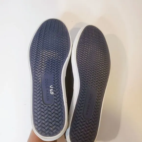 COLE HAAN Patent Leather Boat Shoes Navy Blue
