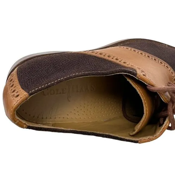 Cole Haan COLTON Saddle Welt Oxfords Brown Suede &amp; Tan Leather Size Men's 7.5 M