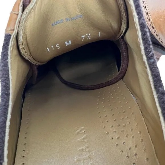 Cole Haan COLTON Saddle Welt Oxfords Brown Suede &amp; Tan Leather Size Men's 7.5 M