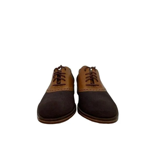 Cole Haan COLTON Saddle Welt Oxfords Brown Suede &amp; Tan Leather Size Men's 7.5 M