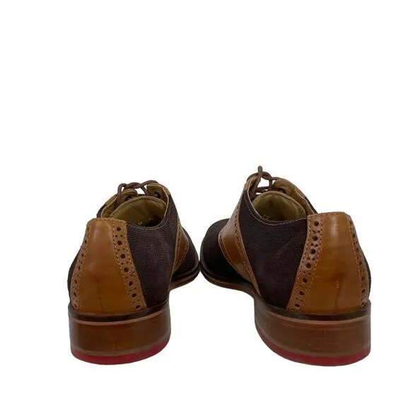 Cole Haan COLTON Saddle Welt Oxfords Brown Suede &amp; Tan Leather Size Men's 7.5 M