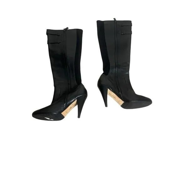 Cole Haan NikeAir Black Leather Knee High Heeled Boots Women’s Size 9.5