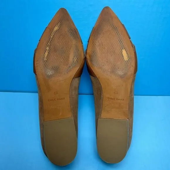 Cole Haan Womens Camila Point Skimmer Suede Leather Brown Flats 6B
