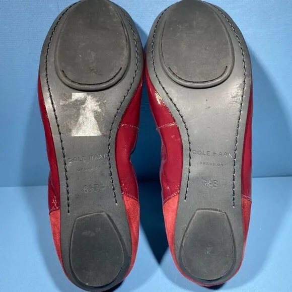 Cole Haan N3632 Women's Red Avery Patent Leather Ballet Flats Size 6,5