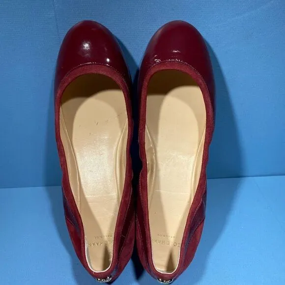 Cole Haan N3632 Women's Red Avery Patent Leather Ballet Flats Size 6,5