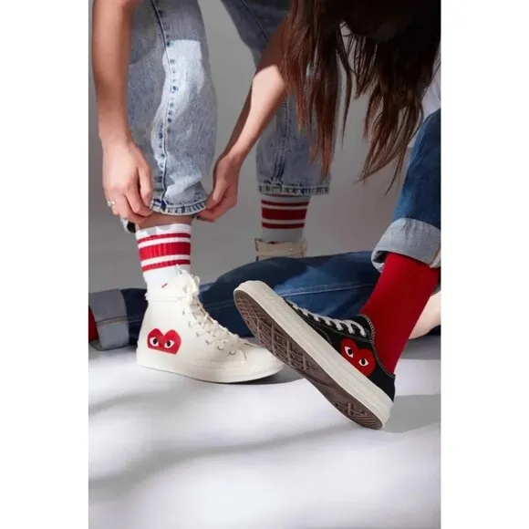 COMME des GARCONS PLAY Converse Large Emblem Low Top Canvas Sneakers Black 11