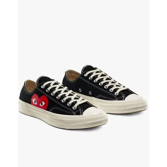 COMME des GARCONS PLAY Converse Large Emblem Low Top Canvas Sneakers Black 11