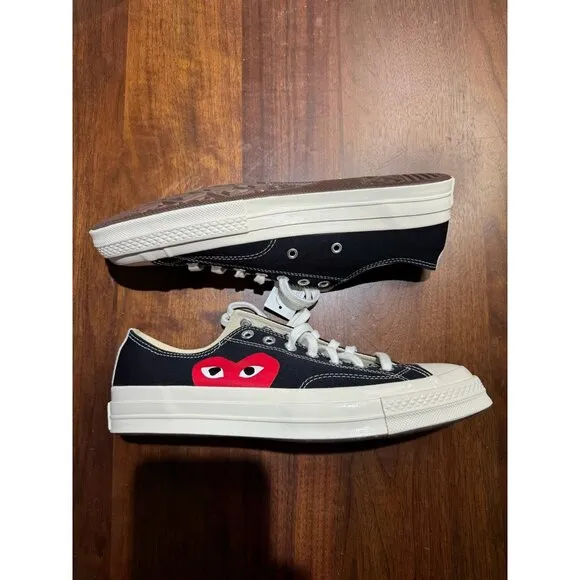 COMME des GARCONS PLAY Converse Large Emblem Low Top Canvas Sneakers Black 11