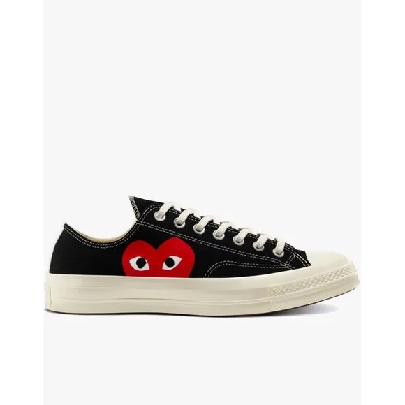 COMME des GARCONS PLAY Converse Large Emblem Low Top Canvas Sneakers Black 11