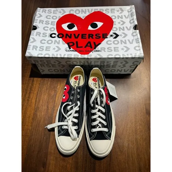 COMME des GARCONS PLAY Converse Large Emblem Low Top Canvas Sneakers Black 11