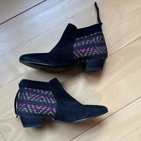 Comptoir des Cotonniers Suede Embroidered Ankle boots Size 38