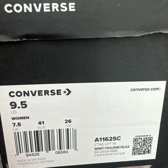 Converse 9.5 Chuck Taylor All Star Lift Hi Sneaker Infinity Pool Blue
