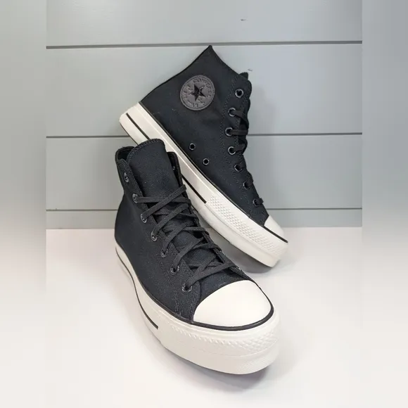 Converse All Star Chuck Taylor Lift Hi Top Platform Black Canvas Shoes Wmn 10.5