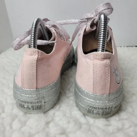 Converse All Star × Miley Cyrus Shoes Womens Size 8 Platform Pink Glitter