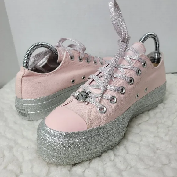 Converse All Star × Miley Cyrus Shoes Womens Size 8 Platform Pink Glitter