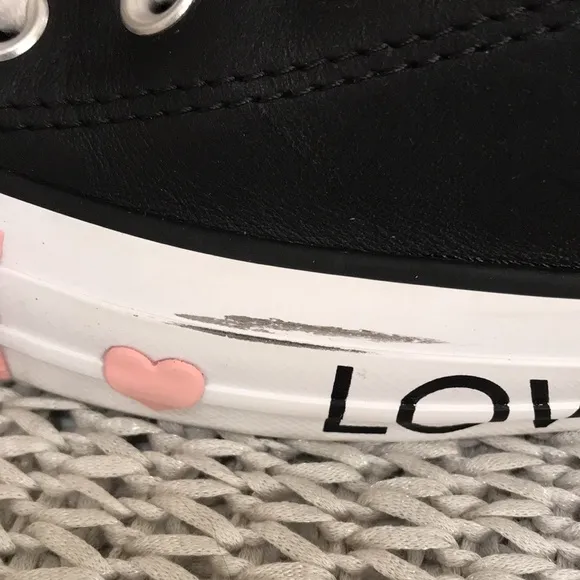 Converse Black Leather Love Sneakers