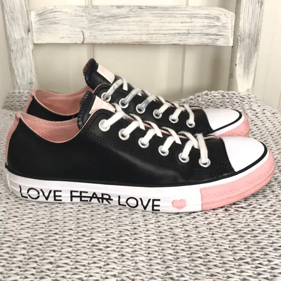 Converse Black Leather Love Sneakers
