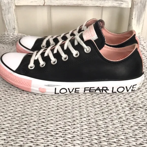 Converse Black Leather Love Sneakers