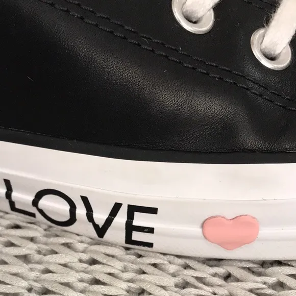 Converse Black Leather Love Sneakers