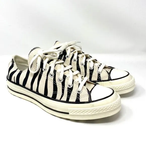 Converse Chuck 70 Low Black Zebra Stripes Black Beige Shoes Men's Size 167811C