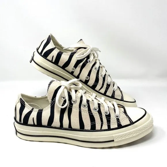 Converse Chuck 70 Low Black Zebra Stripes Black Beige Shoes Men's Size 167811C