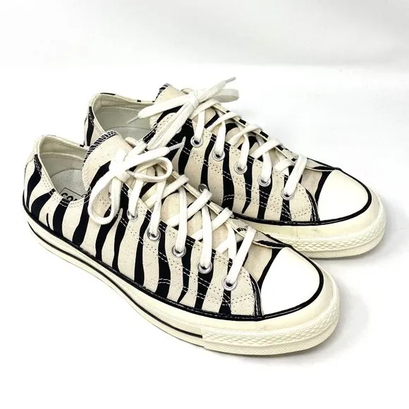 Converse Chuck 70 Low Black Zebra Stripes Black Beige Shoes Men's Size 167811C