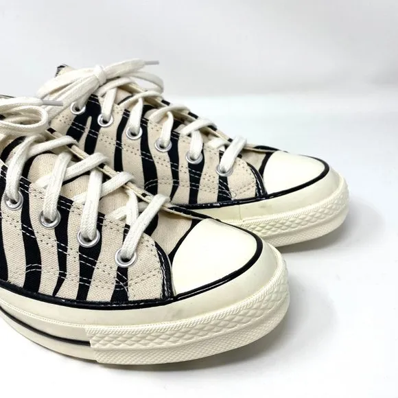 Converse Chuck 70 Low Black Zebra Stripes Black Beige Shoes Men's Size 167811C