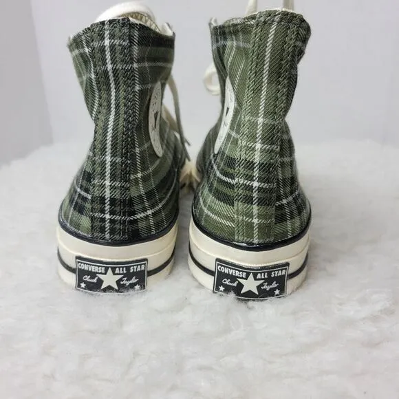 Converse Chuck 70 Shoes High Top Men’s 9.5 Green Plaid Canvas Sneakers A03915C