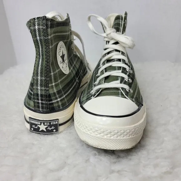 Converse Chuck 70 Shoes High Top Men’s 9.5 Green Plaid Canvas Sneakers A03915C