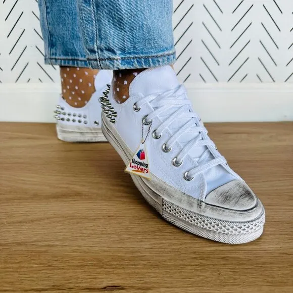 ⭐Converse Chuck 70 Stud Low Edge Sz 7 Women Shoes Sneaker White Punk A07208C New