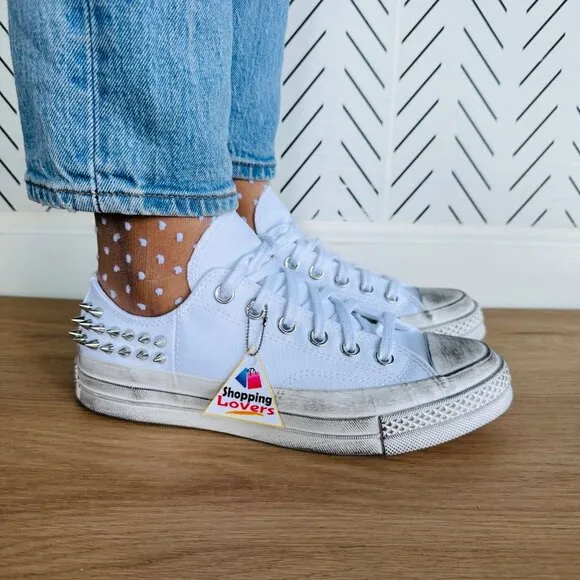 ⭐Converse Chuck 70 Stud Low Edge Sz 7 Women Shoes Sneaker White Punk A07208C New