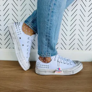 ⭐Converse Chuck 70 Stud Low Edge Sz 7 Women Shoes Sneaker White Punk A07208C New