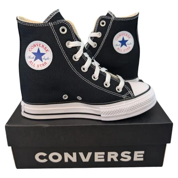 Converse Chuck Taylor All Star Hidden Wedge Platform Black White Sneaker 11 NEW